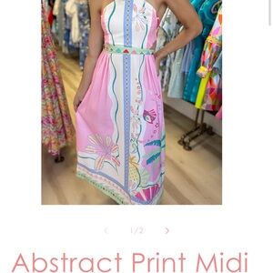 Pink Abstract Midi Dress